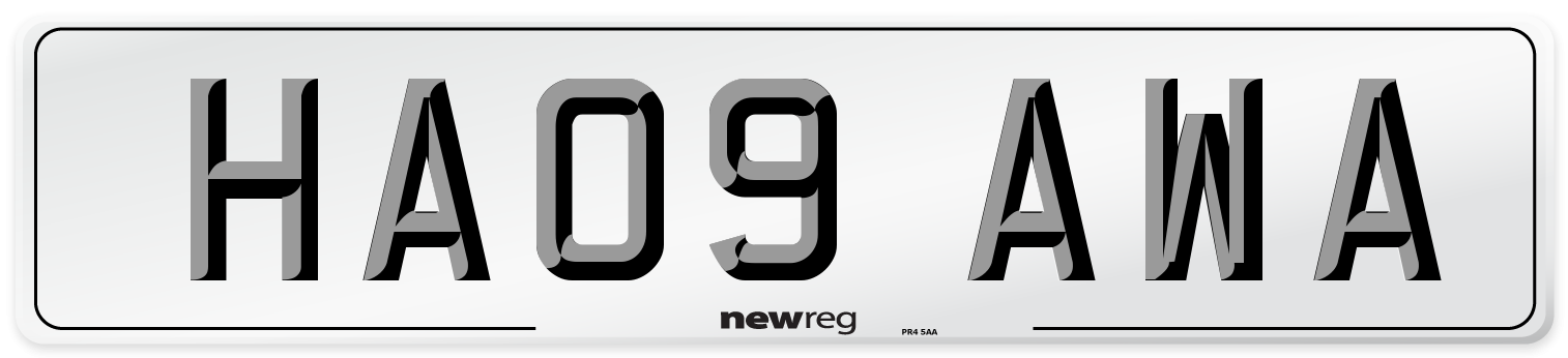 HA09 AWA Number Plate from New Reg